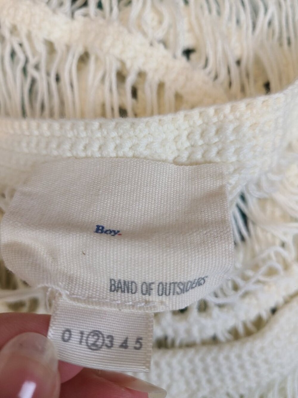 BOY Band of Outsiders Ivory Macrame Crochet Long Sleeve Boho Shirt Size 2 - Picture 5 of 5